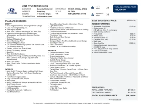 Another view of 2025 Hyundai Sonata SE for sale in Kennesaw, GA at Carvilla