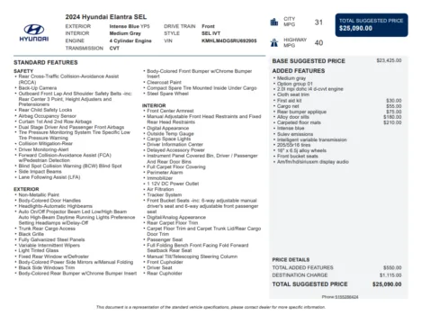 Another view of 2024 Hyundai Elantra SEL for sale in Kennesaw, GA at Carvilla