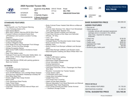 Another view of 2025 Hyundai Tucson SEL for sale in Kennesaw, GA at Carvilla