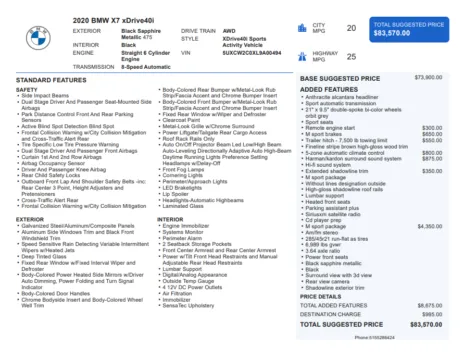 Another view of 2020 BMW X7 xDrive40i for sale in Kennesaw, GA at Carvilla