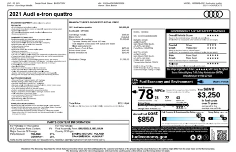 Another view of 2021 Audi e-tron Premium for sale in Kennesaw, GA at Carvilla