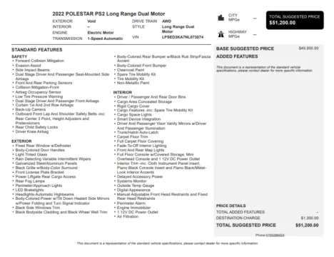 Another view of 2022 Polestar 2 Long Range Dual Motor for sale in Kennesaw, GA at Carvilla