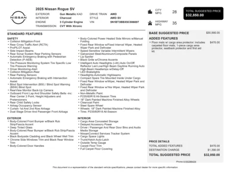 Another view of 2025 Nissan Rogue SV for sale in Kennesaw, GA at Carvilla
