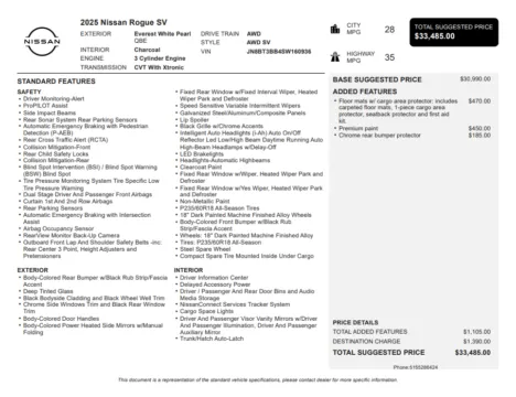 Another view of 2025 Nissan Rogue SV for sale in Kennesaw, GA at Carvilla