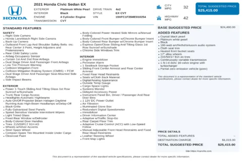 Another view of 2021 Honda Civic EX for sale in Kennesaw, GA at Carvilla