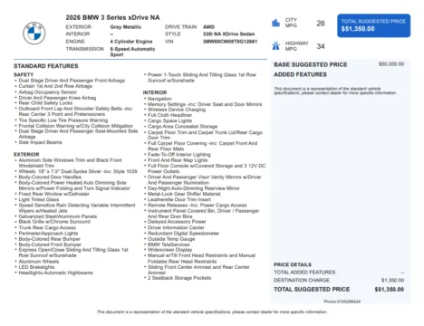 Another view of 2026 BMW 3 Series 330i xDrive for sale in Kennesaw, GA at Carvilla