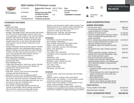 Another view of 2026 Cadillac CT5 Premium Luxury for sale in Kennesaw, GA at Carvilla