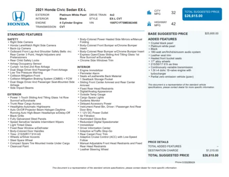 Another view of 2021 Honda Civic EX-L for sale in Kennesaw, GA at Carvilla