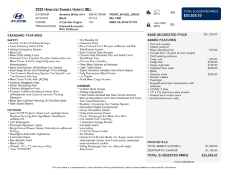 Another view of 2025 Hyundai Sonata Hybrid SEL for sale in Kennesaw, GA at Carvilla