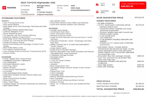 Another view of 2024 Toyota Highlander XSE for sale in Kennesaw, GA at Carvilla