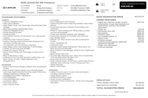 Another view of 2025 Lexus NX 250 Premium for sale in Kennesaw, GA at Carvilla