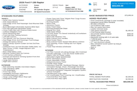Another view of 2026 Ford F-150 Raptor for sale in Kennesaw, GA at Carvilla