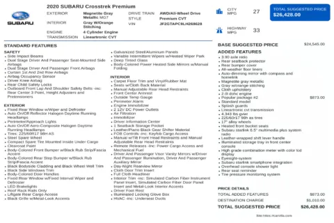 Another view of 2020 Subaru Crosstrek Premium for sale in Kennesaw, GA at Carvilla