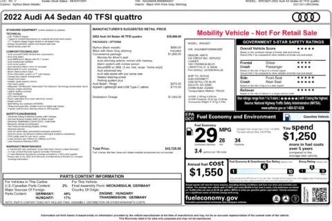 Another view of 2022 Audi A4 40 Premium for sale in Kennesaw, GA at Carvilla