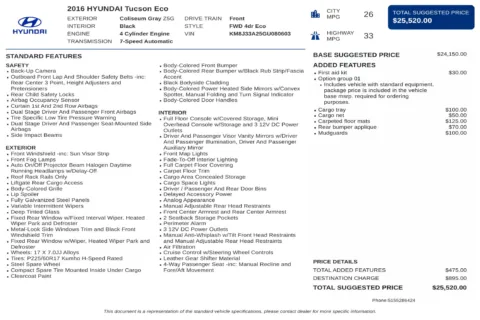 Another view of 2016 Hyundai Tucson Eco for sale in Kennesaw, GA at Carvilla
