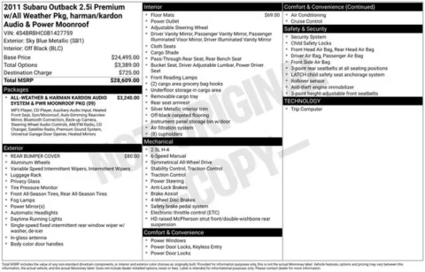 Photos of 2011 Subaru Outback 2.5i Premium for sale in Frederick, MD at Hi Lo Auto Sales