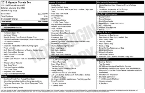 Gray 2018 Hyundai Sonata ECO for sale in Frederick, MD