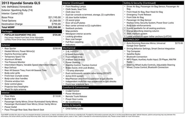 2013 Hyundai Sonata GLS for sale in Frederick, MD