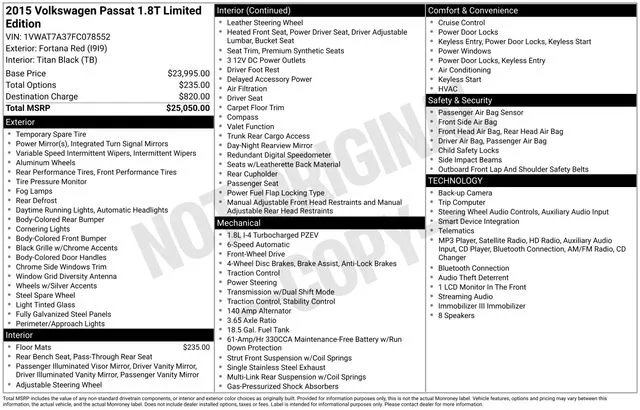 2015 Volkswagen Passat 1.8T Limited Edition for sale in Frederick, MD