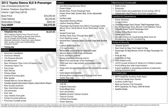 2012 Toyota Sienna XLE for sale in Frederick, MD