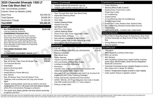 2020 Chevrolet Silverado 1500 LT for sale in Frederick, MD