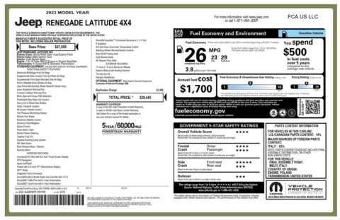 White 2023 Jeep Renegade Latitude for sale in Boone, IA