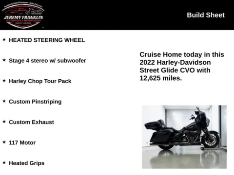 Another view of 2022 Harley-Davidson Street Glide CVO for sale in Blue Springs, MO at Jeremy Franklin Automotive of Blue Springs