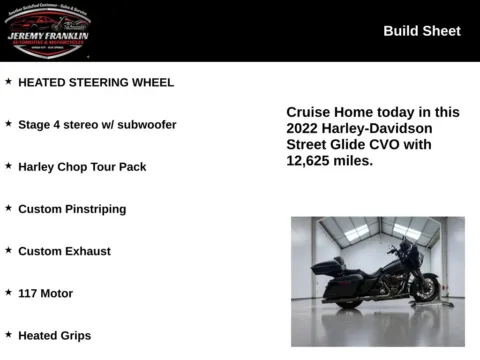 Another view of 2022 Harley-Davidson Street Glide CVO for sale in Blue Springs, MO at Jeremy Franklin Automotive of Blue Springs