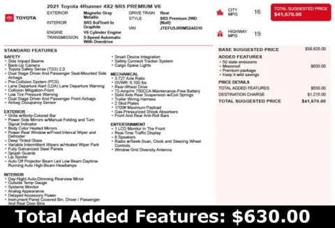 Another view of 2021 Toyota 4Runner SR5 Premium for sale in Duluth, GA at Autoplex Atlanta