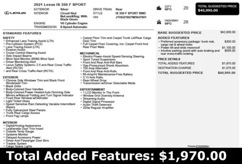 Another view of 2021 Lexus IS 350 F SPORT for sale in Duluth, GA at Autoplex Atlanta