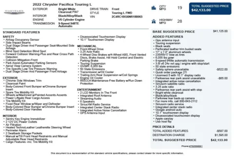 Another view of 2022 Chrysler Pacifica Touring L for sale in Duluth, GA at Autoplex Atlanta
