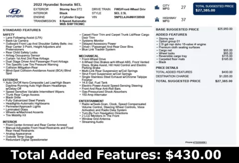 Another view of 2022 Hyundai Sonata SEL for sale in Duluth, GA at Autoplex Atlanta