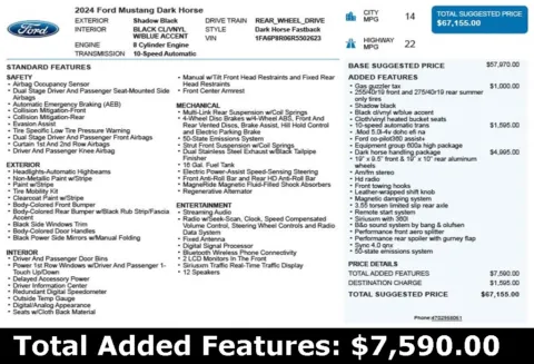 Another view of 2024 Ford Mustang Dark Horse for sale in Duluth, GA at Autoplex Atlanta