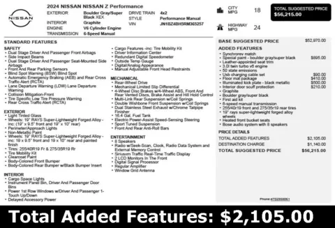 Another view of 2024 Nissan Z Performance for sale in Duluth, GA at Autoplex Atlanta