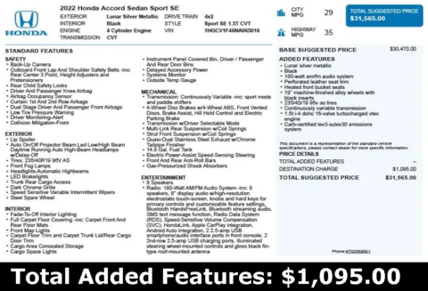 Another view of 2022 Honda Accord Sport Special Edition for sale in Duluth, GA at Autoplex Atlanta