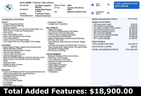Another view of 2016 BMW 7 Series 750i xDrive for sale in Duluth, GA at Autoplex Atlanta