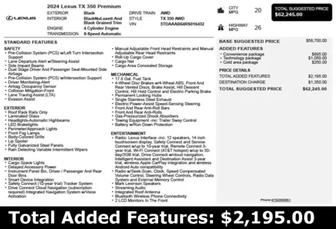 Another view of 2024 Lexus TX 350 Premium for sale in Duluth, GA at Autoplex Atlanta