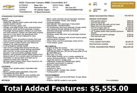 Another view of 2022 Chevrolet Camaro 2LT for sale in Duluth, GA at Autoplex Atlanta