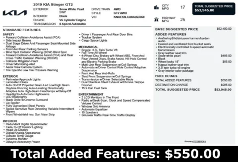 Another view of 2019 Kia Stinger GT2 for sale in Duluth, GA at Autoplex Atlanta