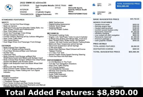 Another view of 2022 BMW X3 xDrive30i for sale in Duluth, GA at Autoplex Atlanta