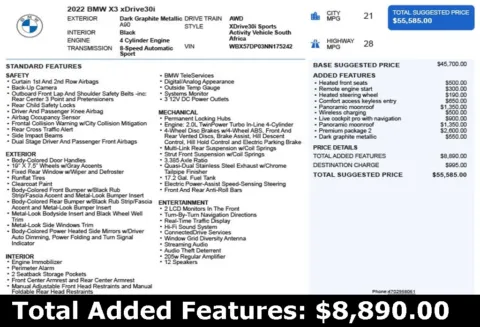 Another view of 2022 BMW X3 xDrive30i for sale in Duluth, GA at Autoplex Atlanta