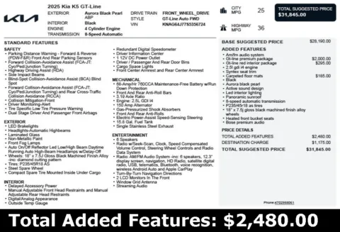 Another view of 2025 Kia K5 GT-Line for sale in Duluth, GA at Autoplex Atlanta