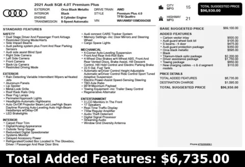Another view of 2021 Audi SQ8 4.0T Premium Plus for sale in Duluth, GA at Autoplex Atlanta