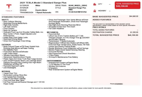 Another view of 2021 Tesla Model 3 Standard Range Plus for sale in Duluth, GA at Autoplex Atlanta