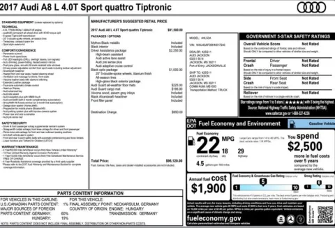 Another view of 2017 Audi A8 L 4.0T Sport for sale in Duluth, GA at Autoplex Atlanta