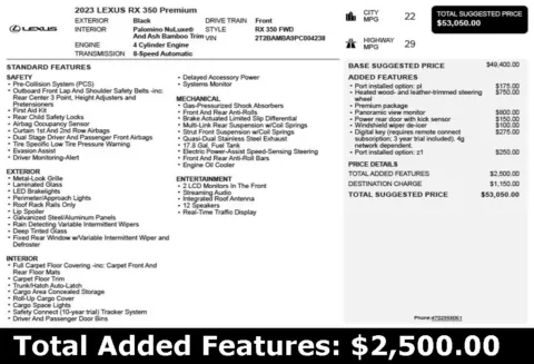 Another view of 2023 Lexus RX 350 Premium for sale in Duluth, GA at Autoplex Atlanta