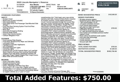 Another view of 2025 Lincoln Navigator L Reserve for sale in Duluth, GA at Autoplex Atlanta