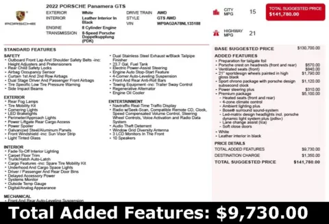 Another view of 2022 Porsche Panamera GTS for sale in Duluth, GA at Autoplex Atlanta