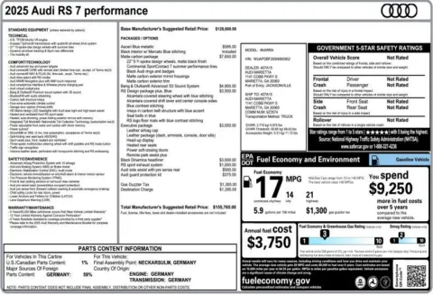 Another view of 2025 Audi RS 7 performance 4.0T for sale in Duluth, GA at Autoplex Atlanta