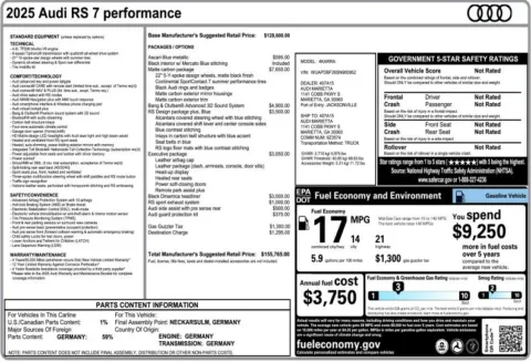 Another view of 2025 Audi RS 7 performance 4.0T for sale in Duluth, GA at Autoplex Atlanta